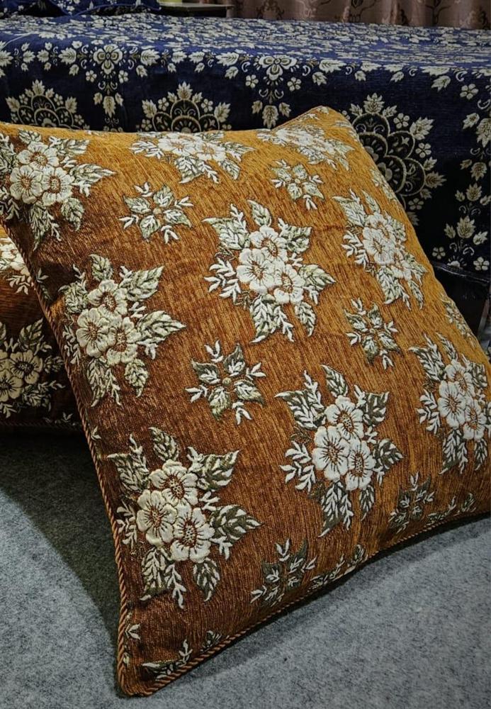 2 Pcs Velvet Jacquard Embroidered Floor Cushion Cover