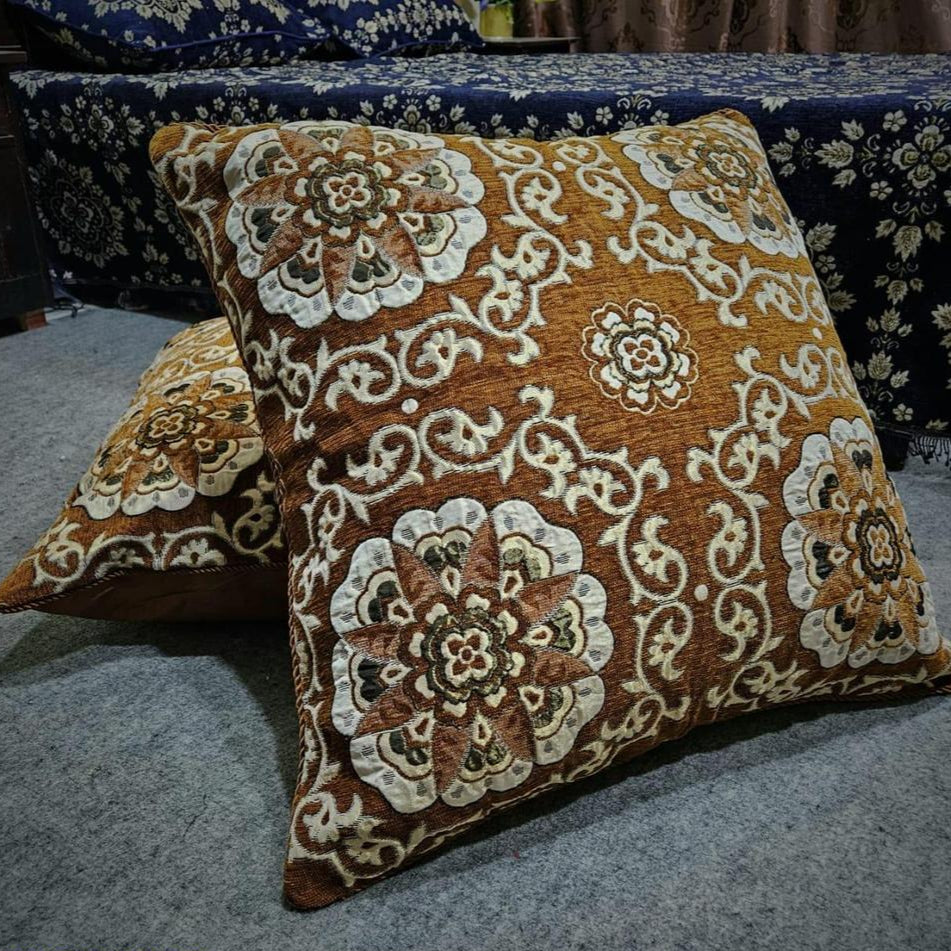 2 Pcs Velvet Embroidered Floor Cushion Cover