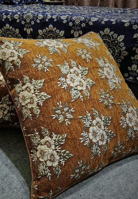 2 Pcs Velvet Jacquard Embroidered Floor Cushion Cover