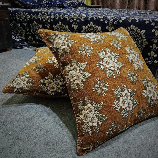 2 Pcs Velvet Jacquard Embroidered Floor Cushion Cover